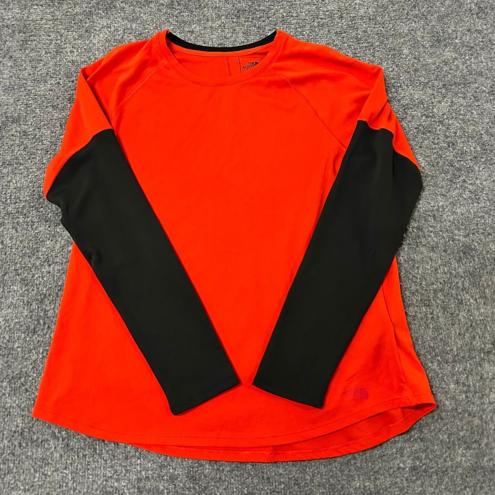 The North Face Shirt Womens Size L Orange Black FlashDry Active Long Sleeve Top